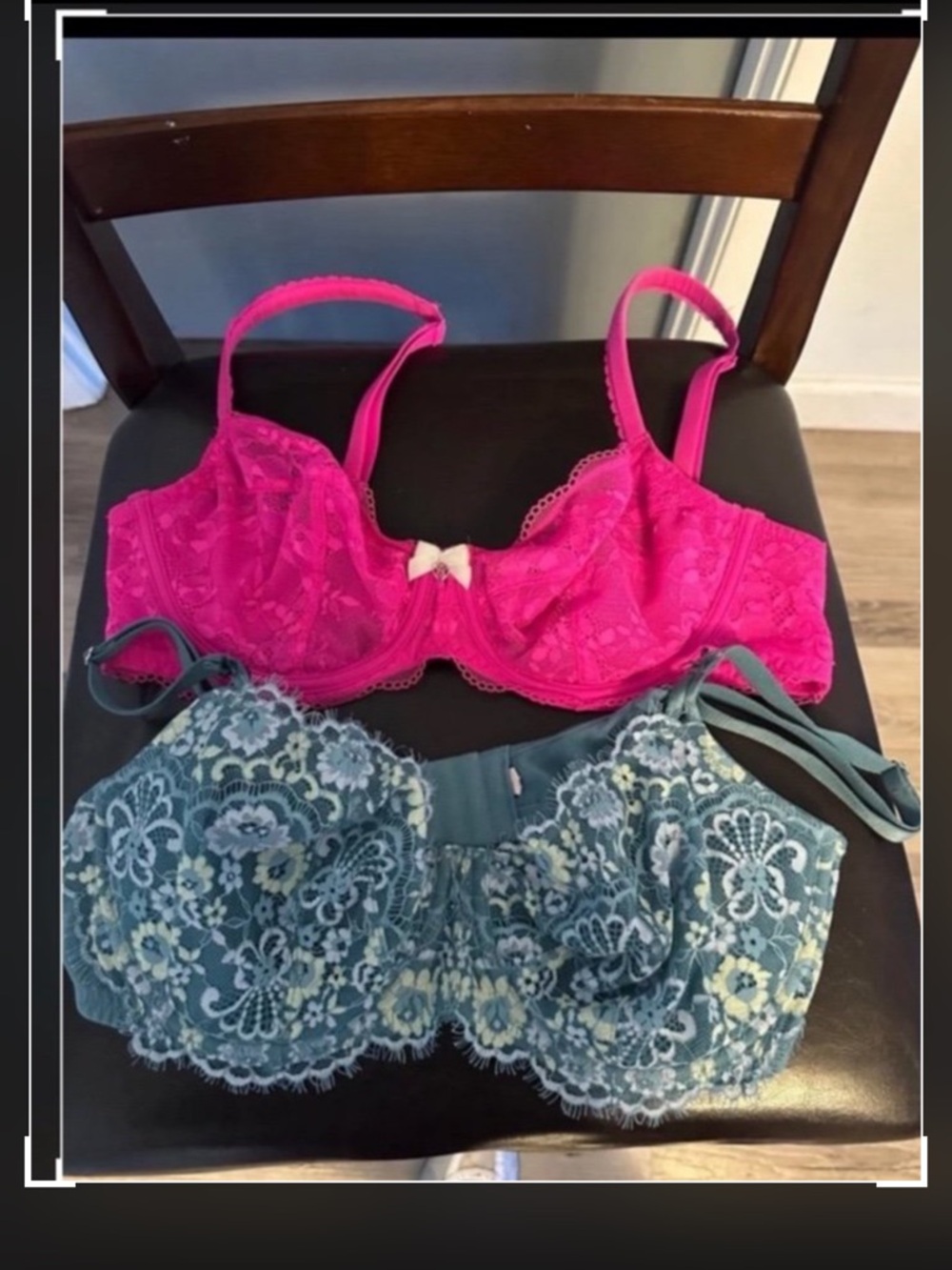 Victoria's Secret Lace Underwire Bra Set in Hot Pink and Teal